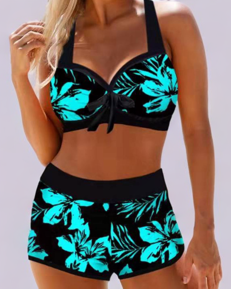 Anna High Waisted Swimsuit with Floral Print